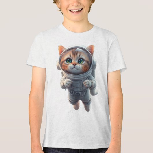 Space Cat explorer children's Tri-Blend Shirt (Voorkant)