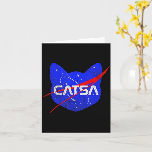 Space Cat Funny Universe Catsa  Kaart (Gele Bloem)