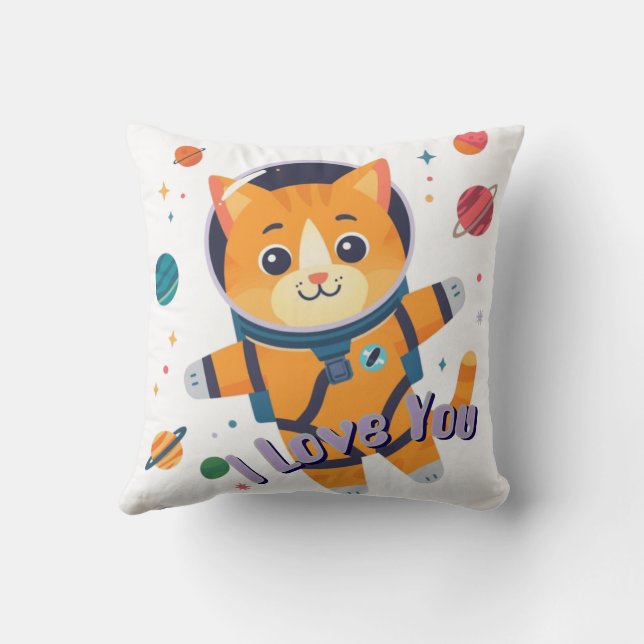 Space Cat Galaxy Throw Pillow 16"x16" Kussen (Achterkant)