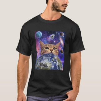 Space Cat Gezicht In Galaxy Grappig Schattige Kitt T-shirt
