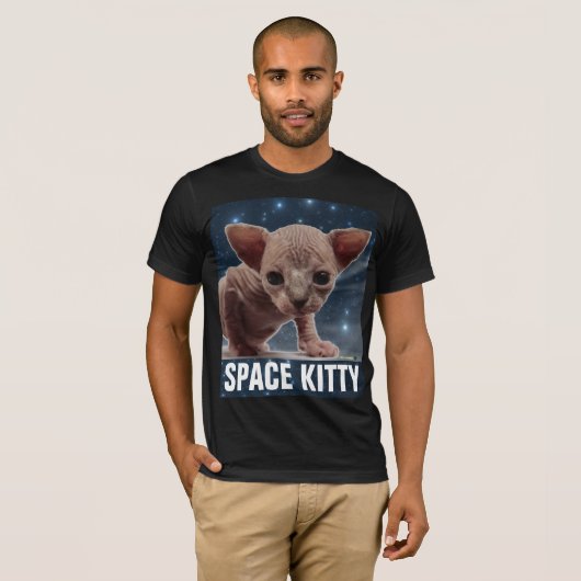 SPACE CAT Hairless Sphnix Grappige T-shirts (Voorkant volledig)