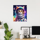 Space Cat Illustratie Kunst, Astronaut Cat Digitaa Poster (Thuiskantoor)
