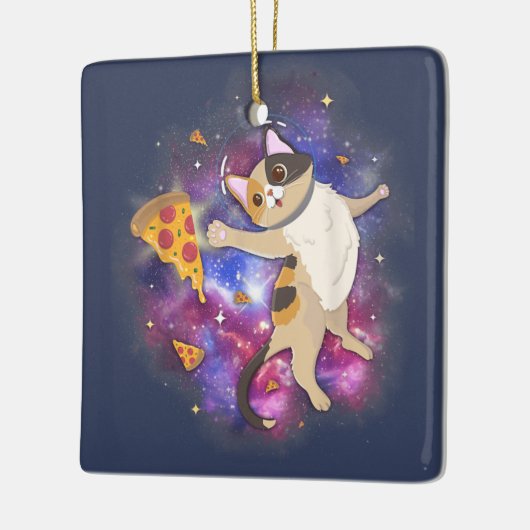 Space Cat Kitten Astronaut Funny Pizza Mars Alien Keramisch Ornament (Links)