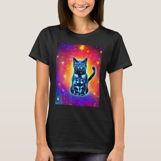 Space Cat Kitty Kitten In Cat Style 1 T-shirt (Voorkant)