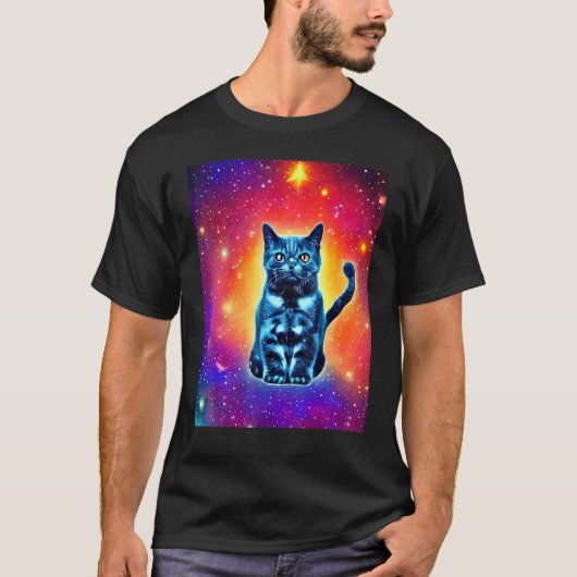 Space Cat Kitty Kitten In Cat Style 1 T-shirt (Voorkant)