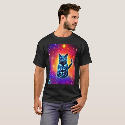Space Cat Kitty Kitten In Cat Style 1 T-shirt (Voorkant volledig)