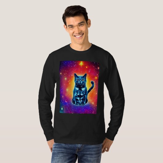 Space Cat Kitty Kitten In Cat Style 1 T-shirt (Voorkant volledig)