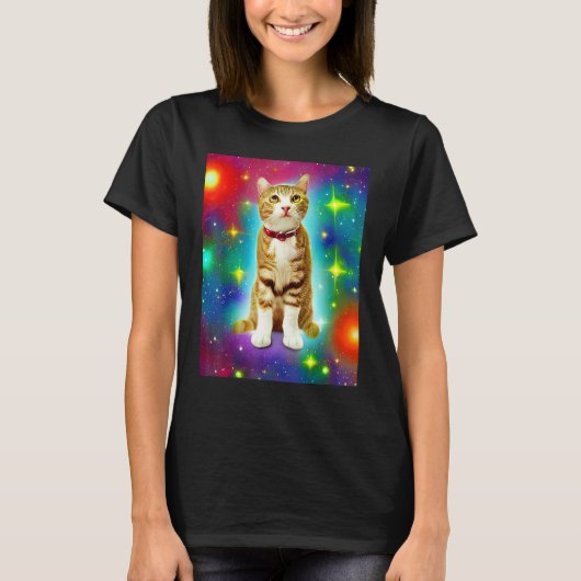 Space Cat Kitty Kitten In Cat Style T-shirt (Voorkant)