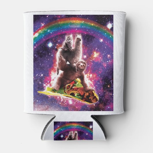 Space Cat Llama Sloth Riding Blikjeskoeler (Voorkant)