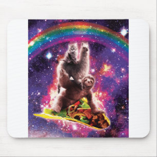 Space Cat Llama Sloth Riding Taco Muismat