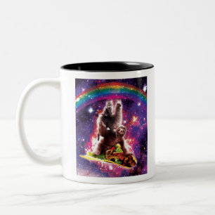 Space Cat Llama Sloth Riding Taco Tweekleurige Koffiemok