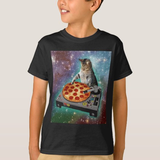 Space Cat Meme Galaxy Universe Pizza Kat Kitten T-shirt (Voorkant)