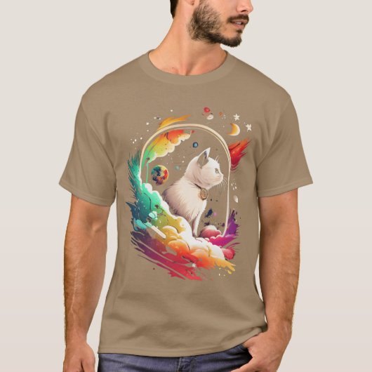 Space Cat op Galay Cat Lover retro T-shirt (Voorkant)