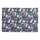 Space Cat Patroon Kussensloop (Achterkant-Links)