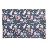 Space Cat Patroon Kussensloop (Voorkant-Links)