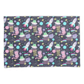 Space Cat Patroon Kussensloop (Voorkant-Rechts)