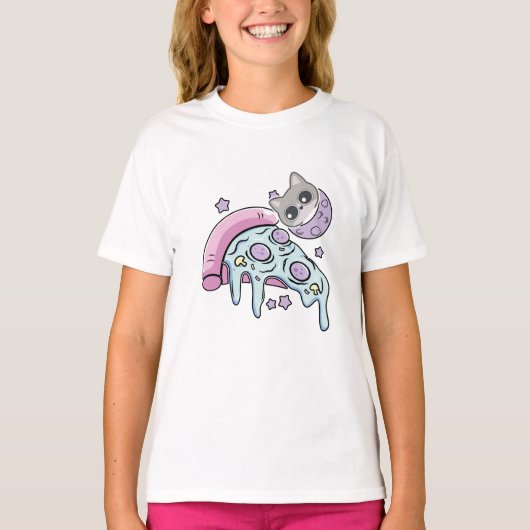 Space Cat Pizza T-shirt (Voorkant)