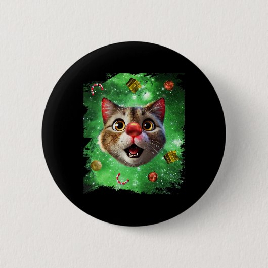 Space Cat Reindeer Ronde Button 5,7 Cm (Voorkant)