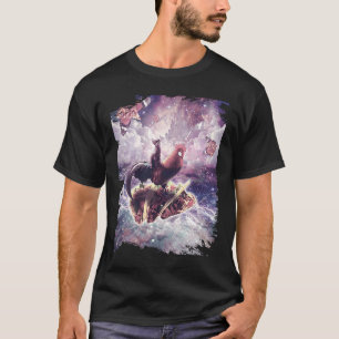 Space Cat Riding Chicken Unicorn Pizza & Taco T-shirt