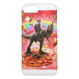 Space Cat Riding Dinosaur Unicorn - Pizza & Taco iPhone 8/7 Hoesje