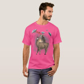 Space Cat Riding Llama Laser Ogen Ufo Grappige Kat T-shirt (Voorkant volledig)