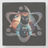 Space Cat Science Stenen Onderzetter (Voorkant)