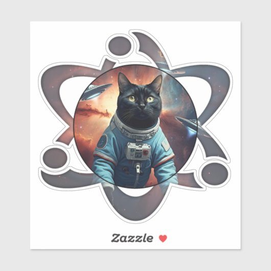 Space Cat Science Sticker (Vel)
