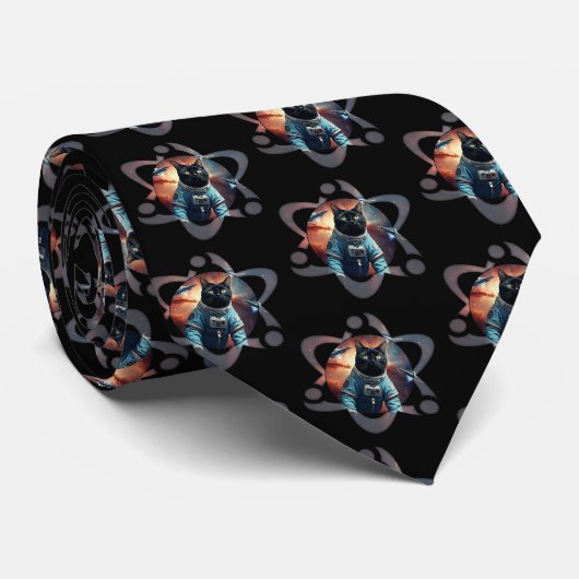 Space Cat Science Stropdas (Opgerold)