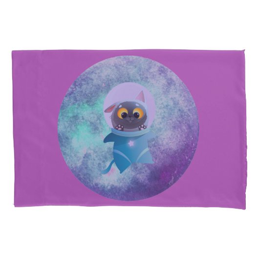 Space Cat Single Standaard Kussensloop (Voorkant)