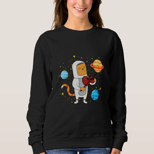 Space Cat spelen viool Trui (Voorkant)