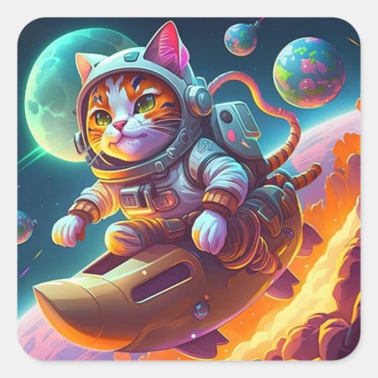 Space Cat Sticker (Voorkant)