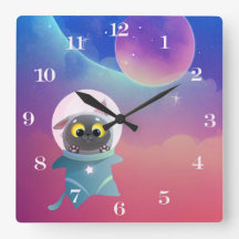 Space Cat Wall Kinder klok