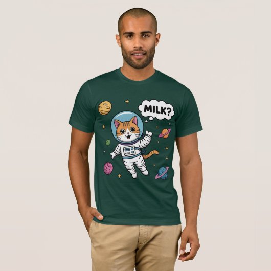 Space Cat wil melk! T-shirt (Voorkant volledig)