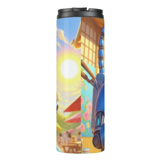 Space cat with Donut  Thermosbeker (Achterkant)