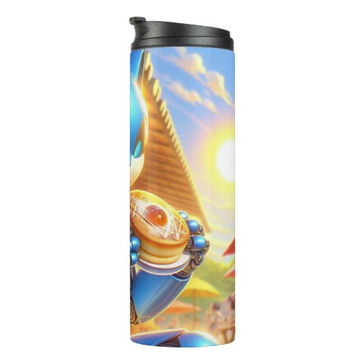 Space cat with Donut  Thermosbeker (Geroteerd rechts)