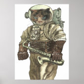Space Cat with Saxophone Poster (Voorkant)