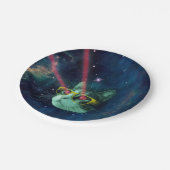 Space cat with yelow glasses papieren bordje (Gekanteld)