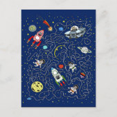 Space Cats maze game voor kinderen Briefkaart (Voorkant)