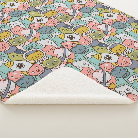 Space Cats Sherpa Blanket Deken (3/4)