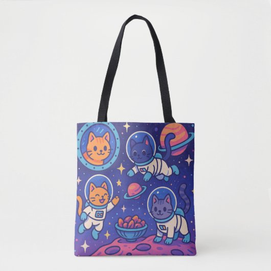 Space Cats - Speelse Astronaut Kittens Tote Bag (Voorkant)