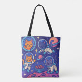 Space Cats - Speelse Astronaut Kittens Tote Bag (Achterkant)