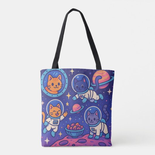 Space Cats - Speelse Astronaut Kittens Tote Bag (Achterkant)