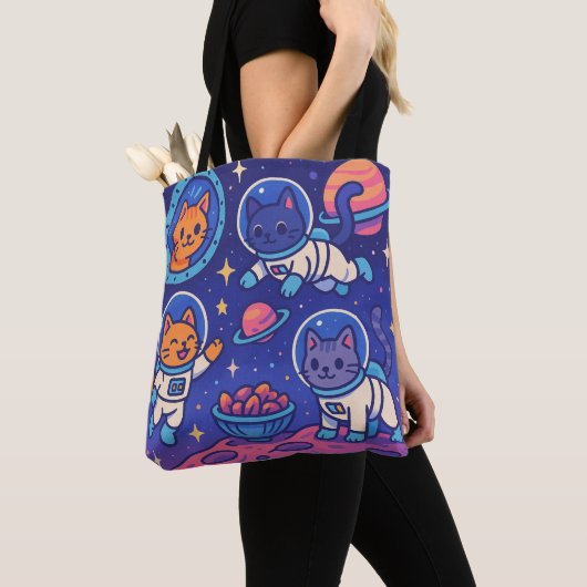 Space Cats - Speelse Astronaut Kittens Tote Bag (Dichtbij)