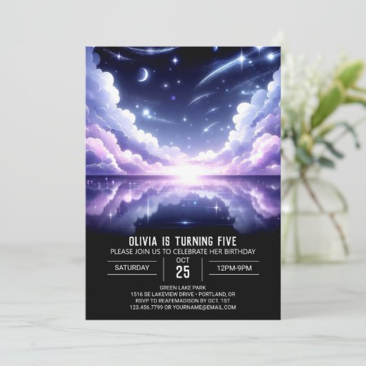 Space Celestial Digitale Verjaardag Kaart (Staand voorkant)