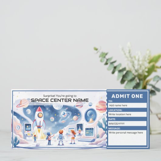 Space Centre - Space Museum Ticket Template Kaart (Staand voorkant)