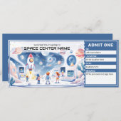 Space Centre -  Space Museum Ticket Template Kaart (Voorkant / Achterkant)