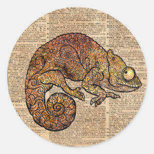 Space Chameleon Zentagle woordenboek kunst Ronde Sticker