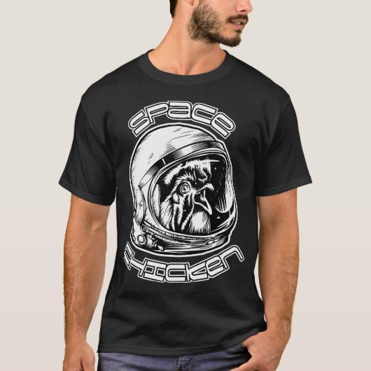 Space Chicken  astronauthelm T-shirt (Voorkant)