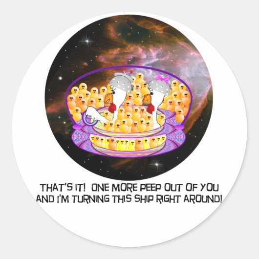 Space Chickens Ronde Sticker (Voorkant)