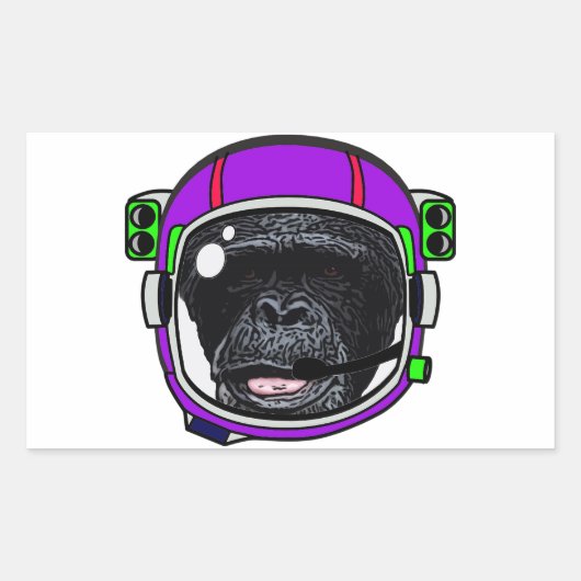 Space Chimp Rechthoekige Sticker (Voorkant)